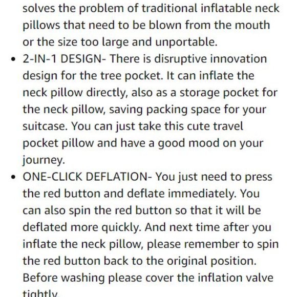 NEW Inflatable Travel Pillow - Pink - Picture 11 of 11